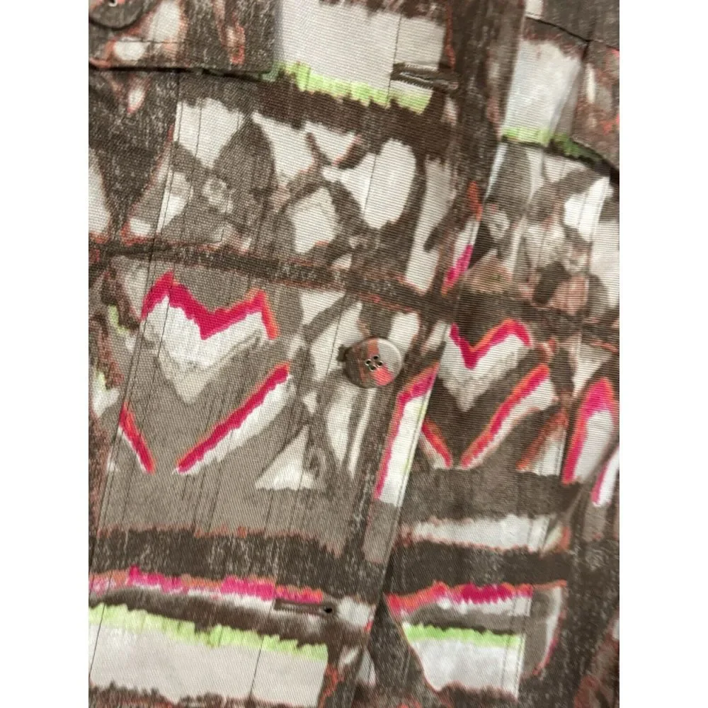 Chicos Weekend‎ Jacket Womens XL 3 Brown Tan Neon Casual Jacket